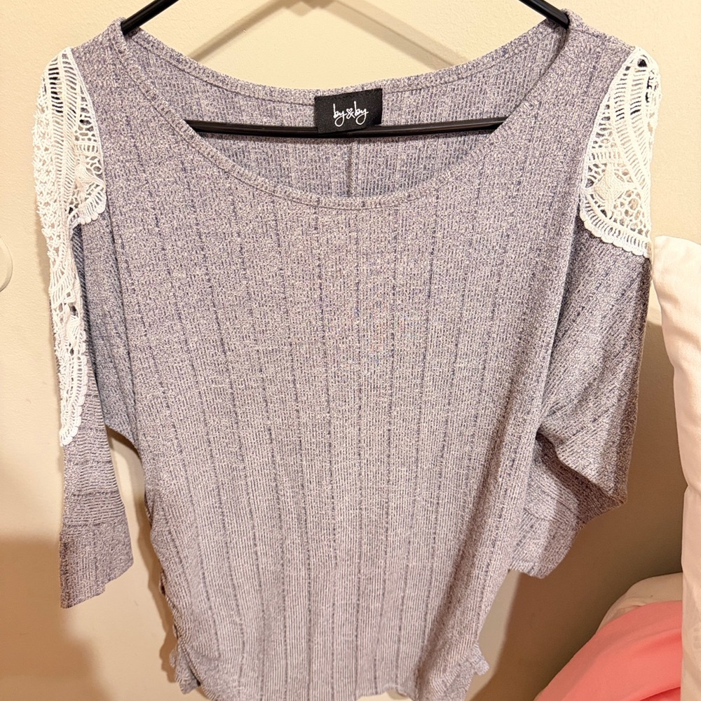 by & by Heathered Gray Knit Top